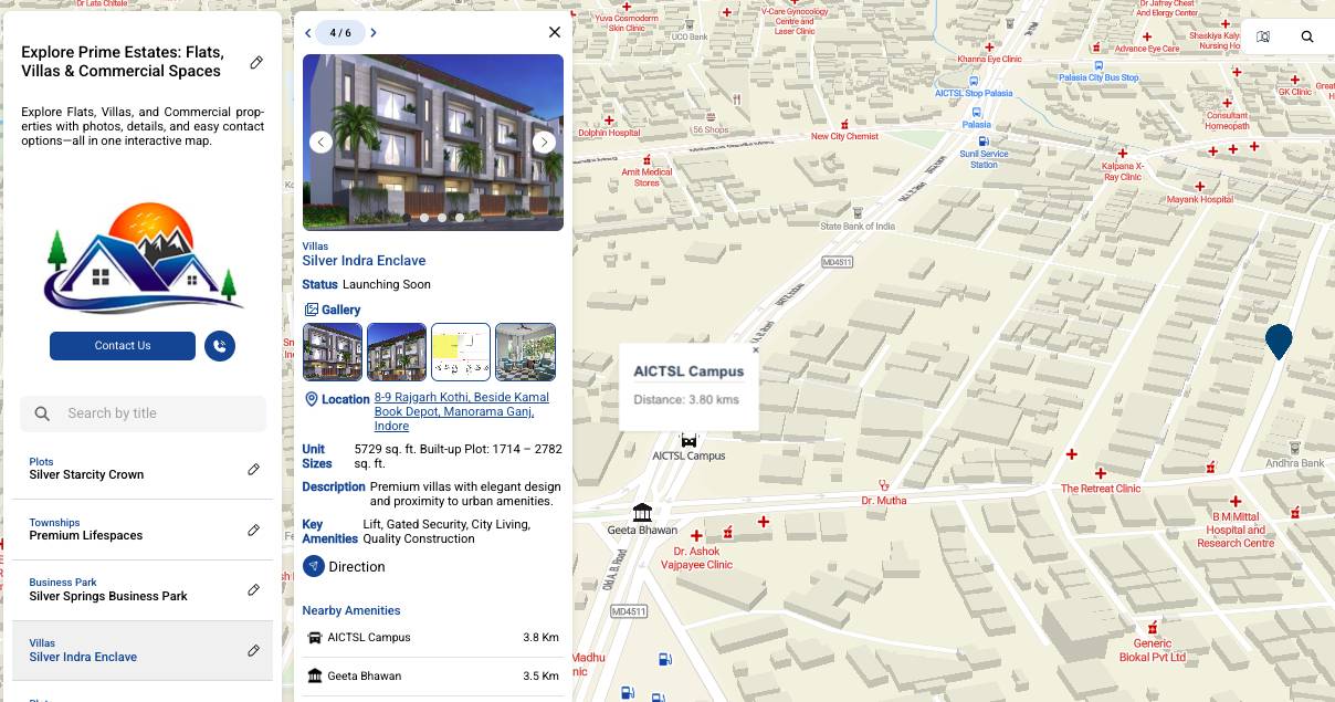 Screenshot 2025-05-27 at 11.34.44 AM Map for listing flats, villas, and commercial projects by developer.