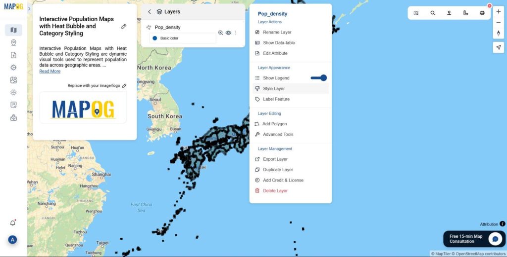 Interactive population maps