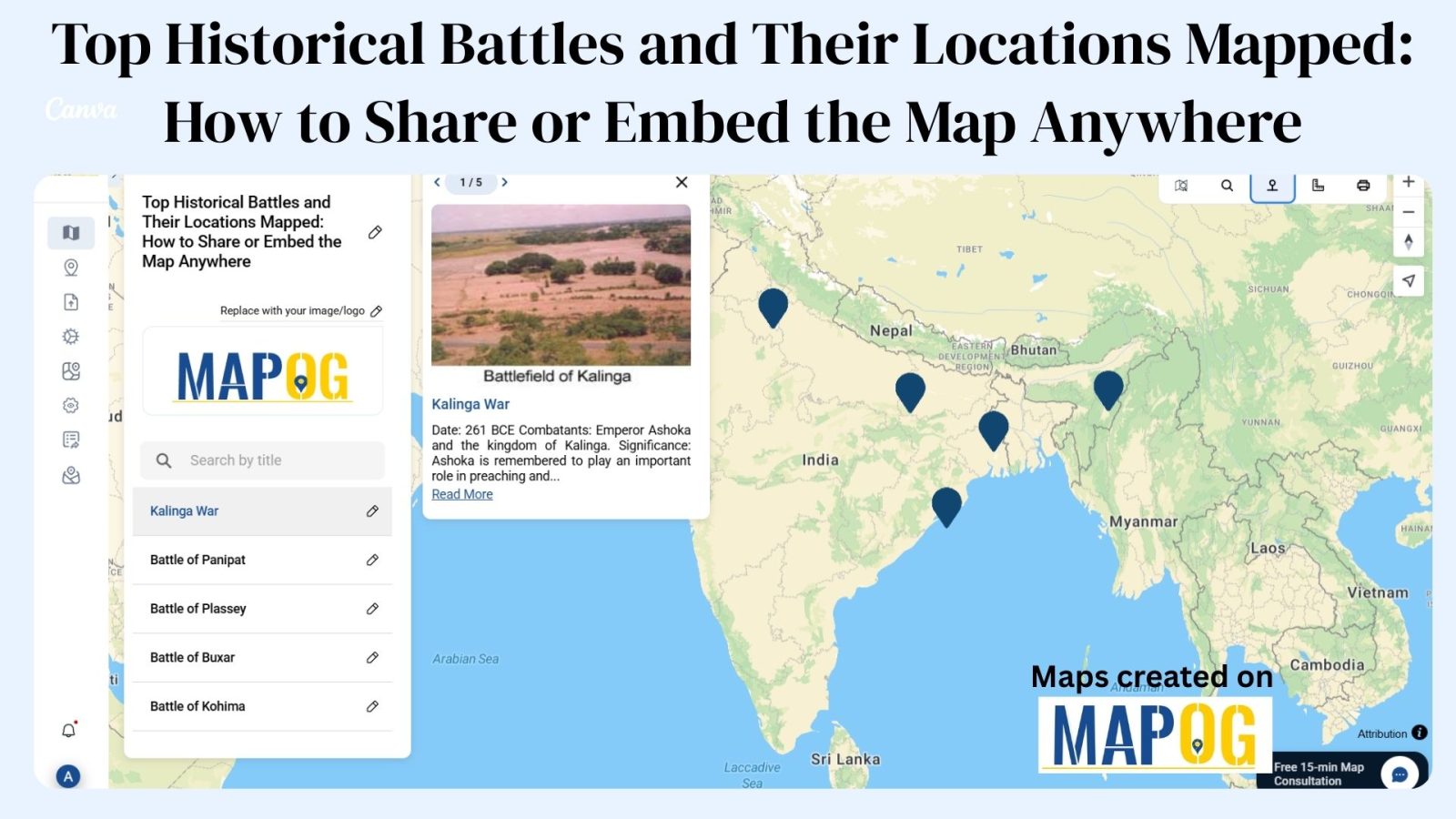 Top Historical Battles and Their Locations Mapped: How to Share or Embed the Map Anywhere
