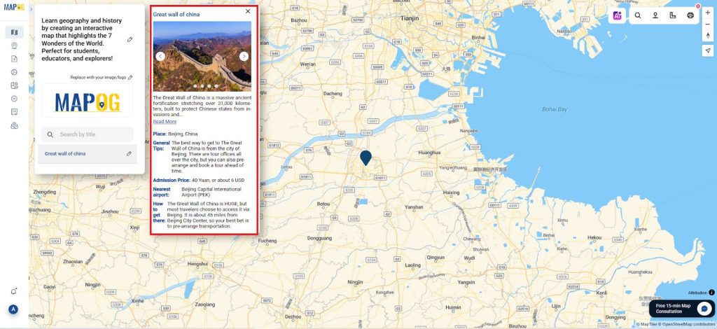 Learn geography & history by creating an interactive map that highlights the 7 Wonders of the World.