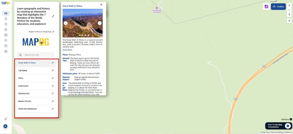 Learn geography & history by creating an interactive map that highlights the 7 Wonders of the World.