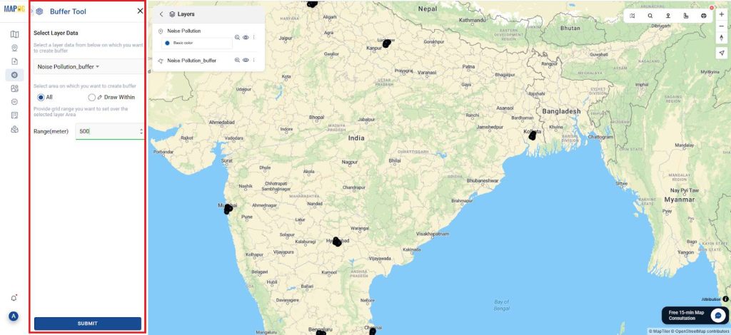Applying Buffer Tools for Impact Zones