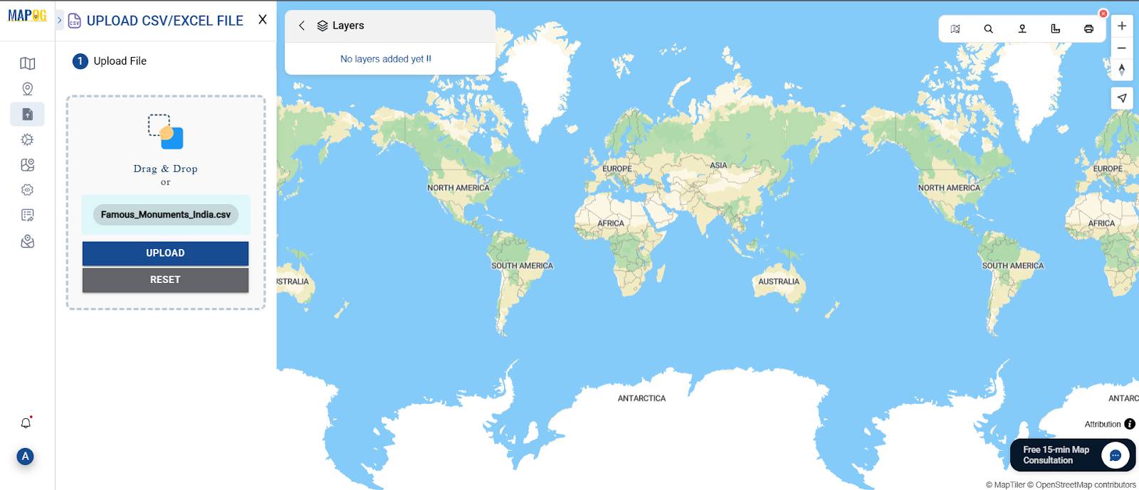 Procedure for the Story Map of Monuments using MAPOG interface