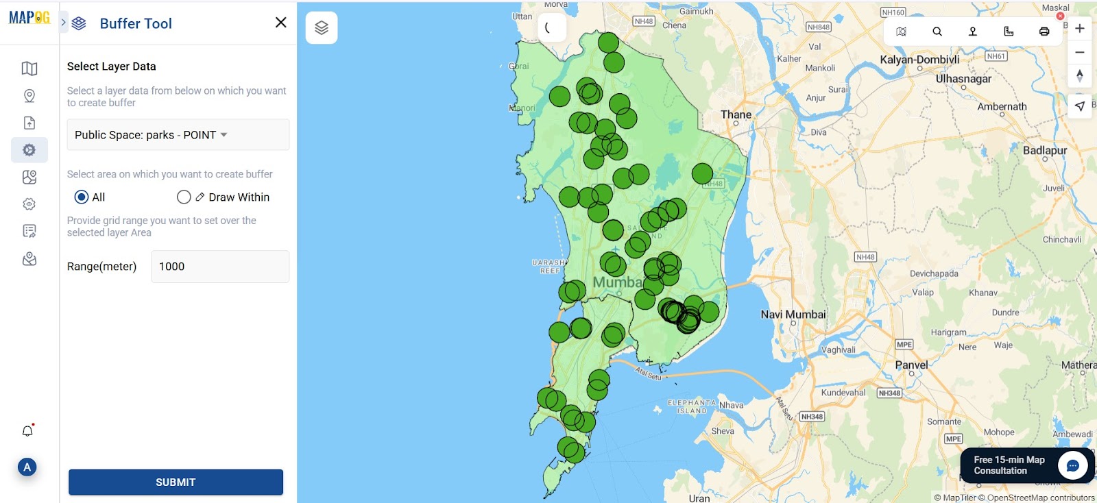 Buffer Zone Around Parks
