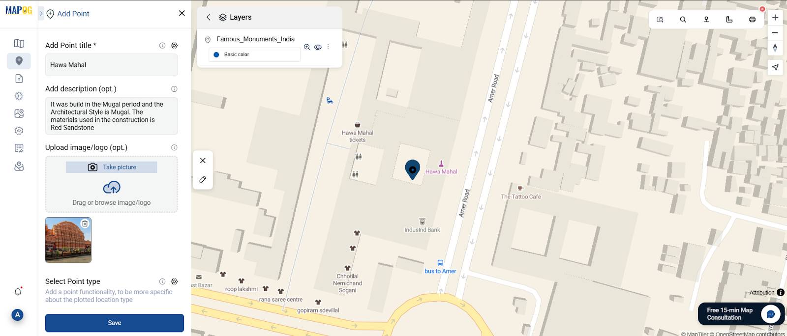 Procedure for the Story Map of Monuments using MAPOG interface