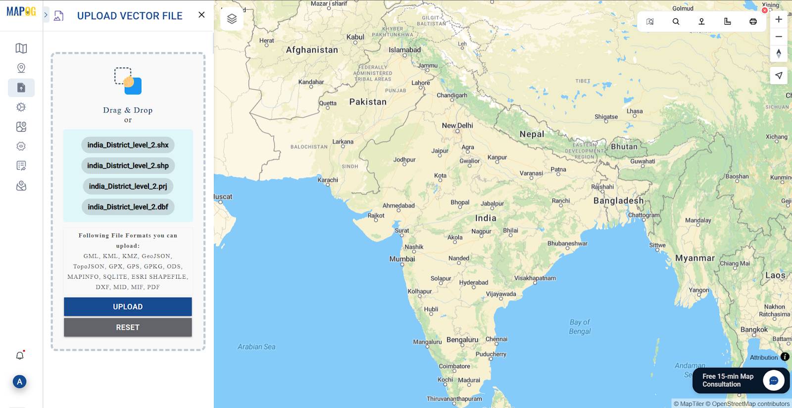 Uploading Vector Data in the map