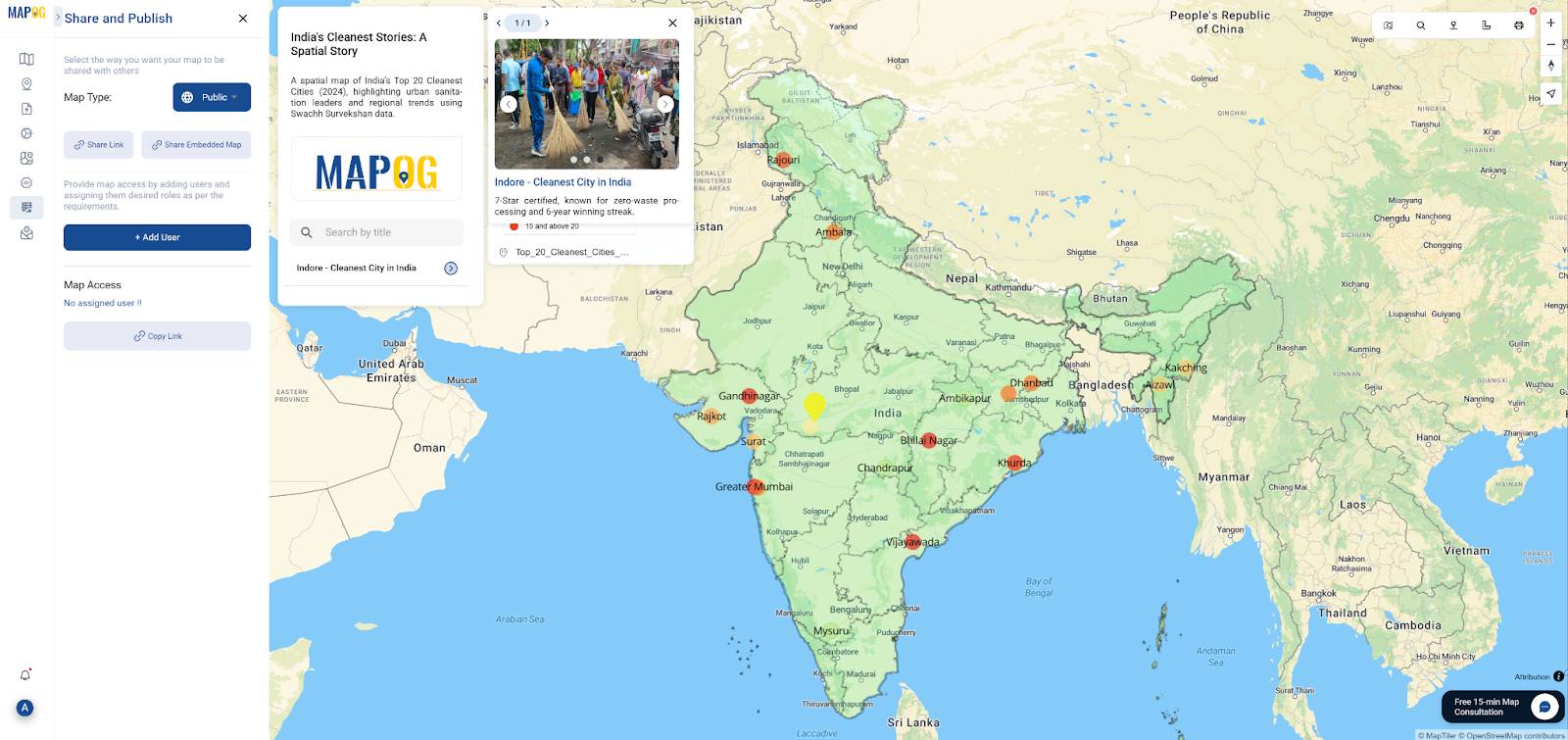 Cleanest Cities in India 2024 GIS map