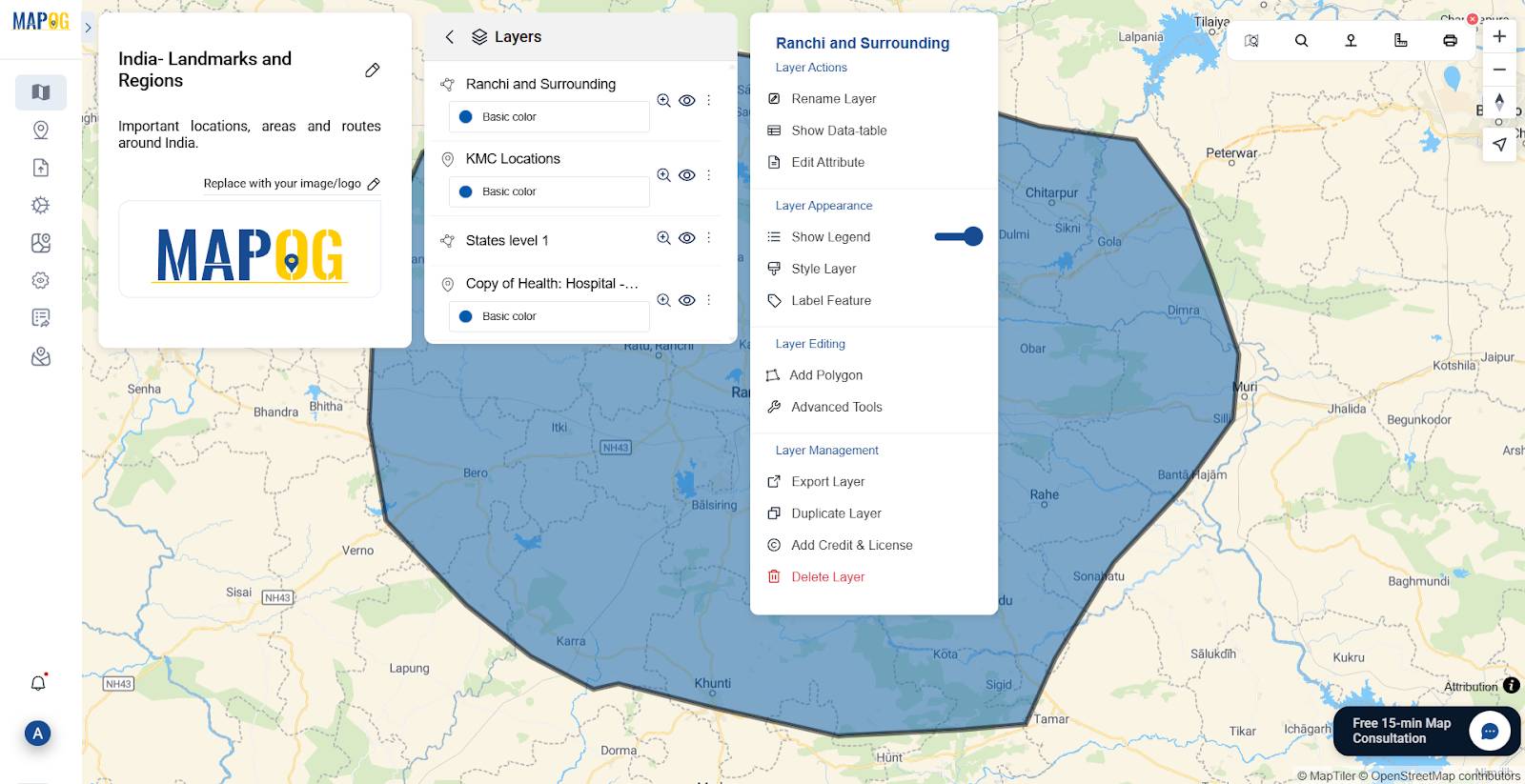 Viewing uploaded GIS data layers on map