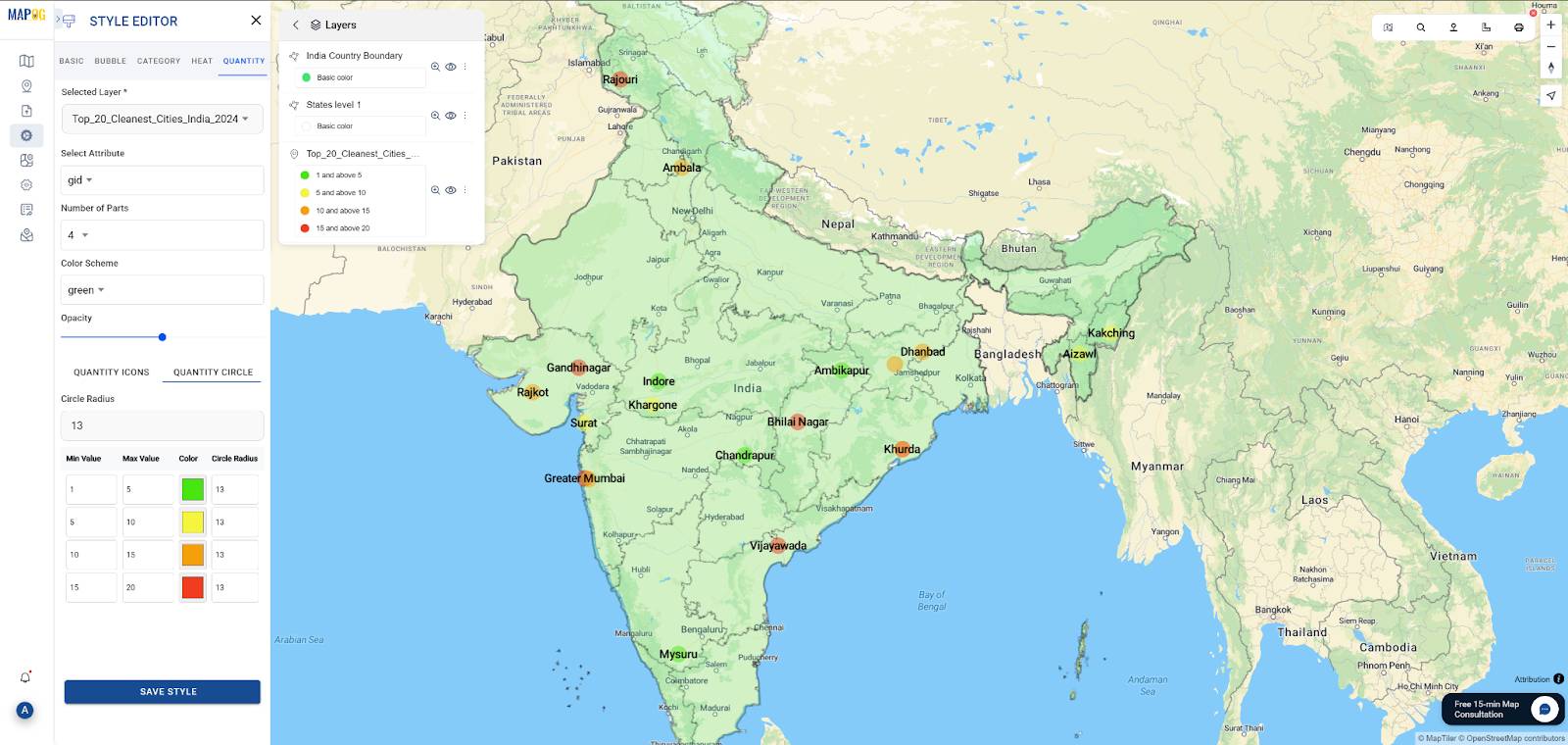 Cleanest Cities in India 2024 GIS map