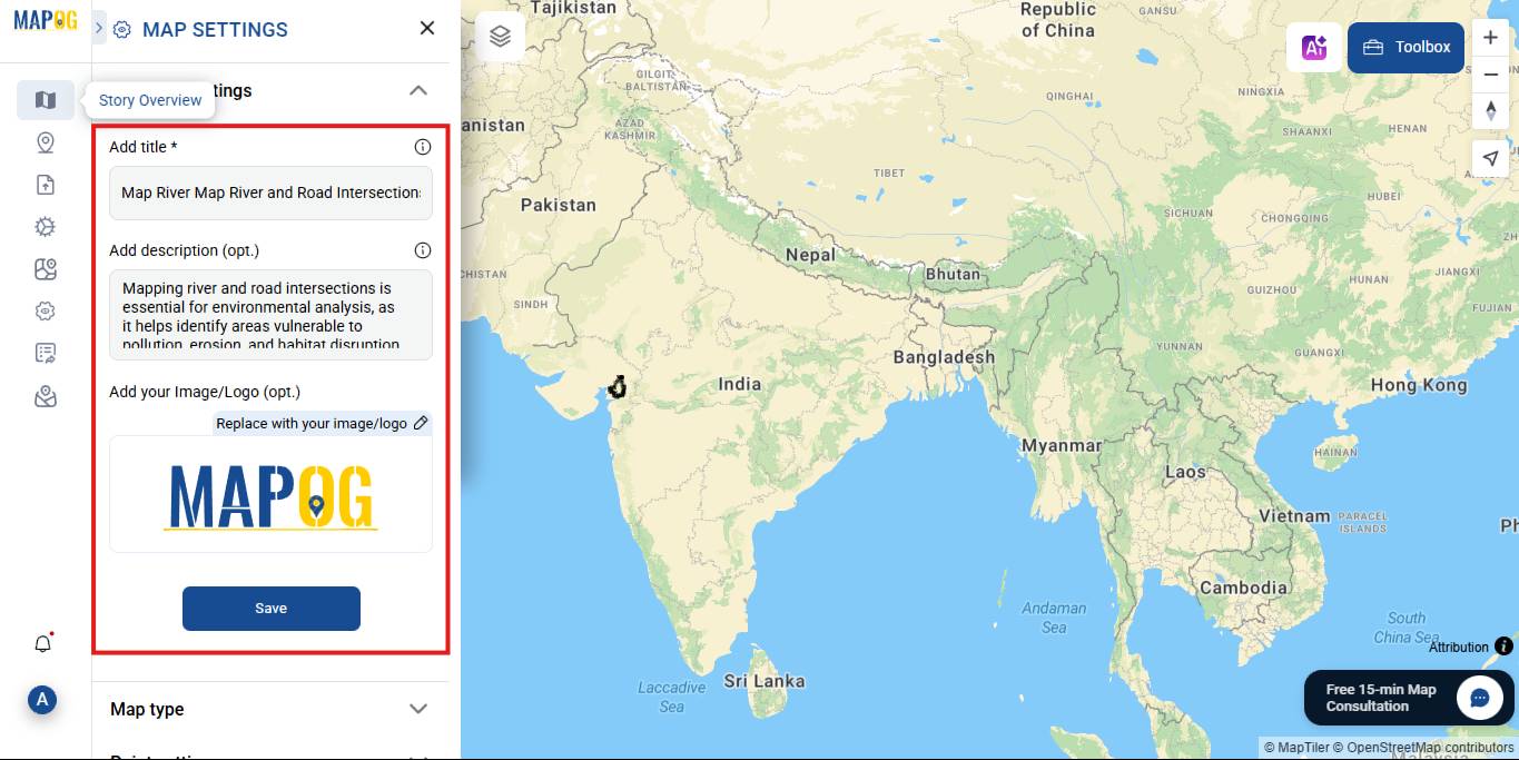 filling Attributes like title, discription for River and Road intersection Map