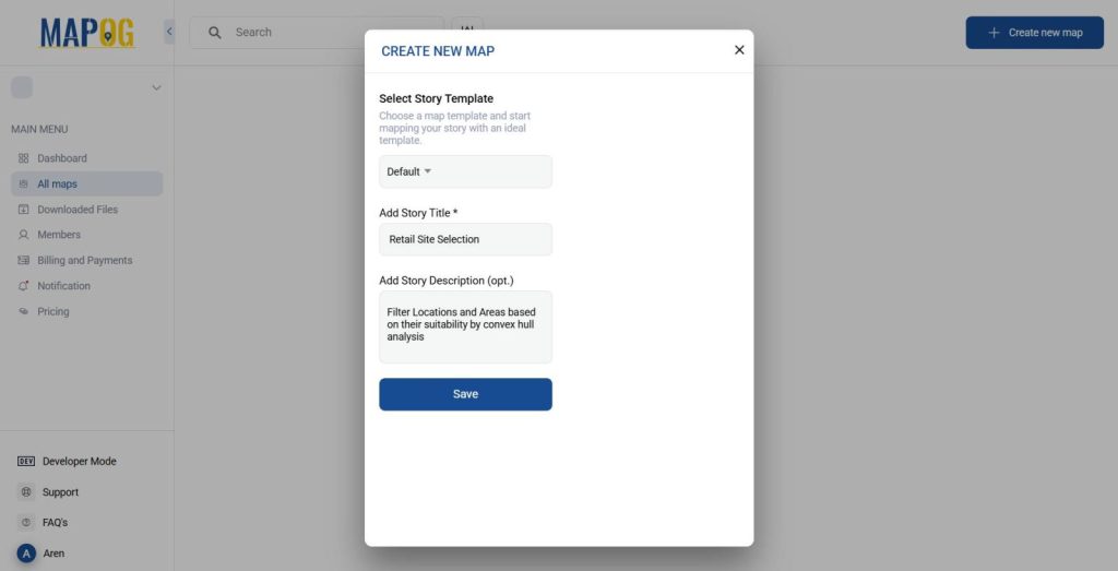 Creating a new map for retail site selection