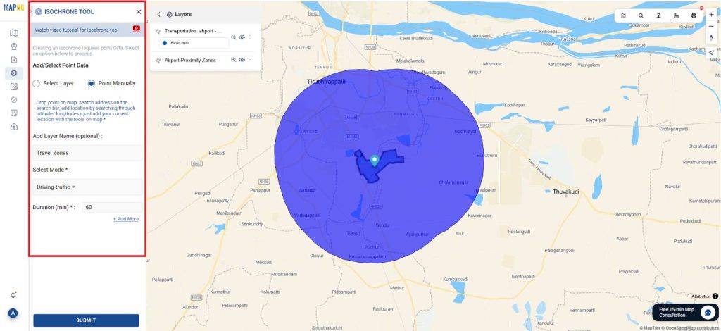 Isochrone Tool: Map 60-Minute Reachable Areas