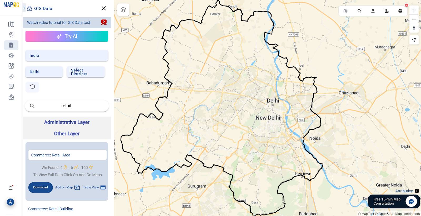 Uploading data for retail site selection
