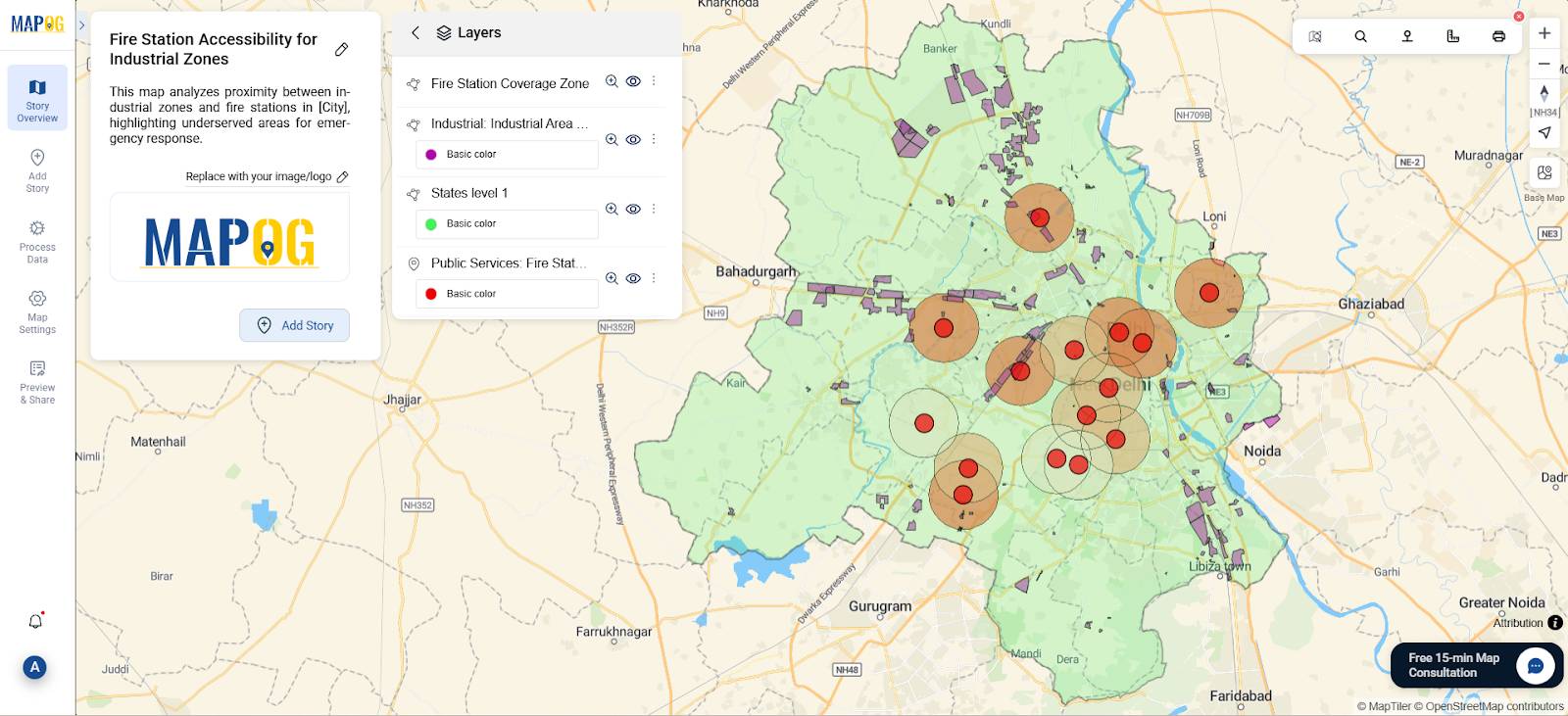 Fire Stations to Industrial Areas – GIS Map Analysis