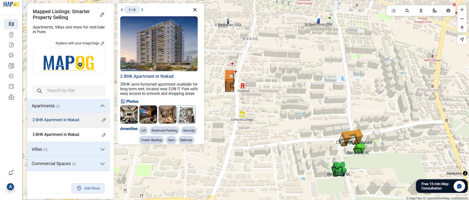 Example of real estate map tools used in listings