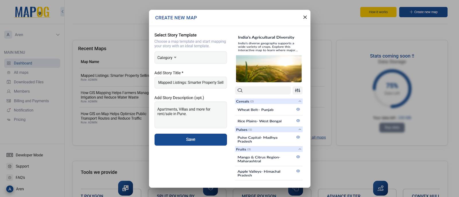 Example of real estate map tools used in listings
