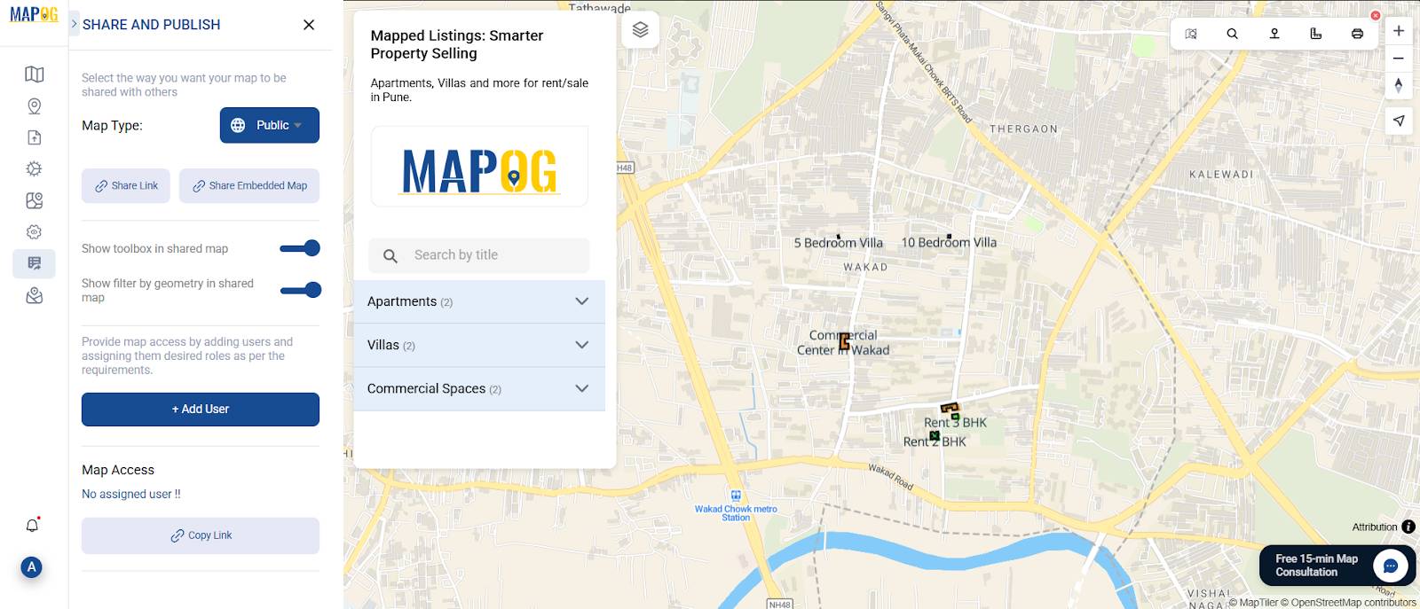 Example of real estate map tools used in listings