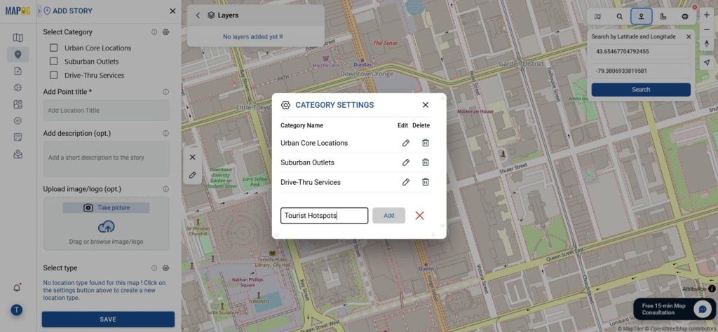 Setting up category filters for franchise branches.