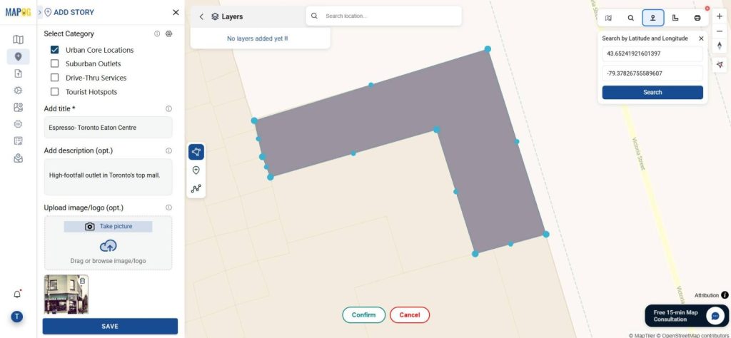 Add titles, description & images to map a franchise business