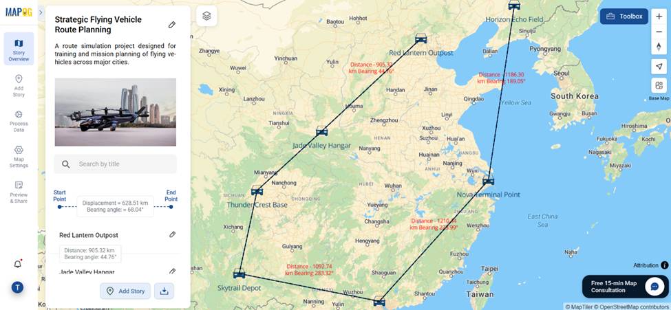 Final output of electric aerial vehicle routes