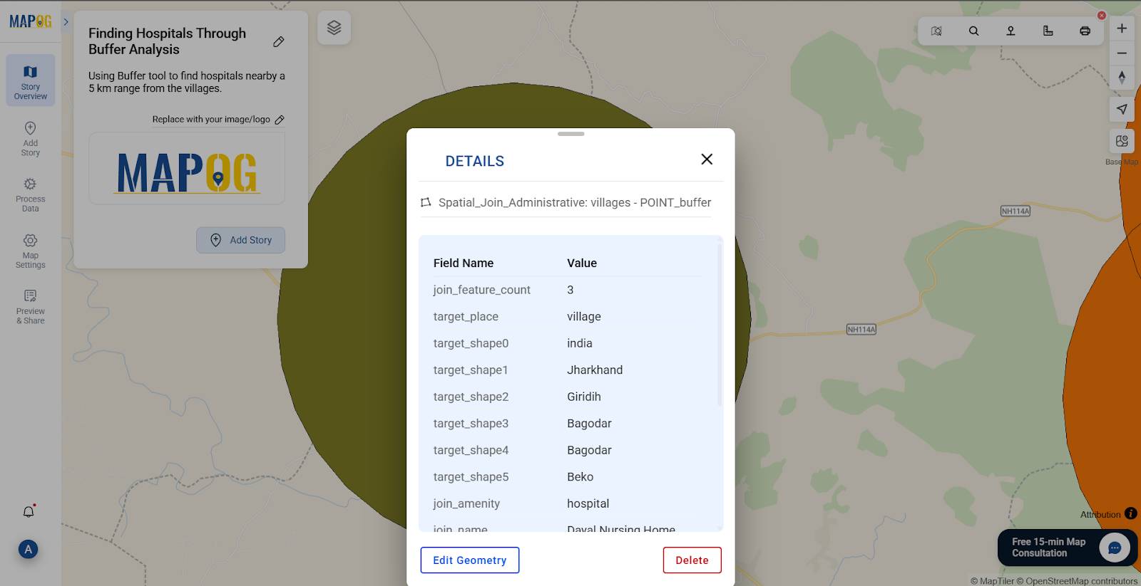 Viewing spatial join features to see individual records of a village