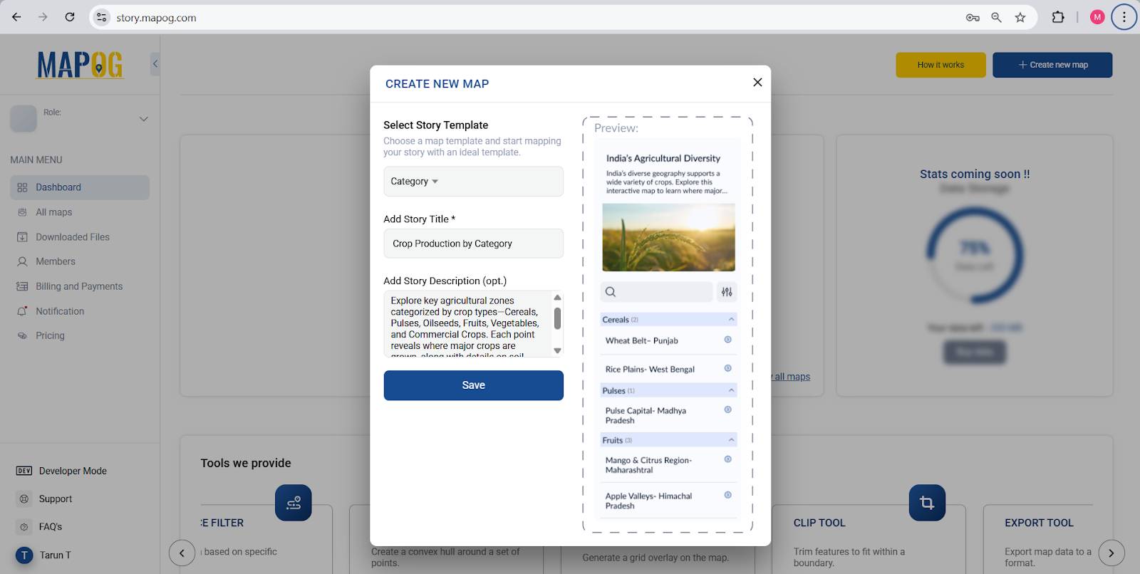 Pinpointing crop data location to map crops on online map effectively.