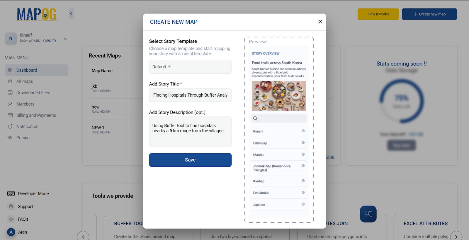 Creating a new map on MapOG