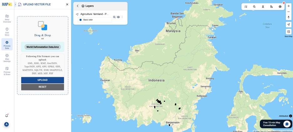 MAPOG interface to monitor deforestation around farmland