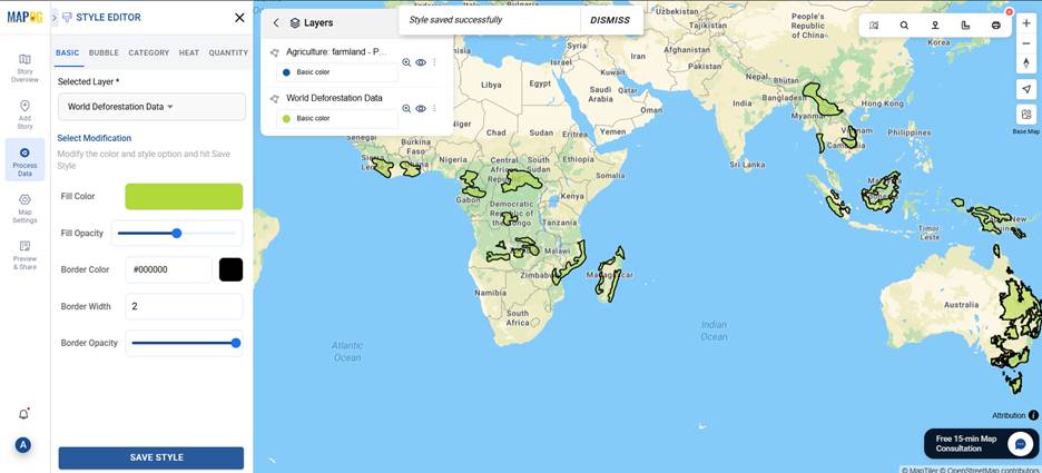 MAPOG interface to monitor deforestation around farmland