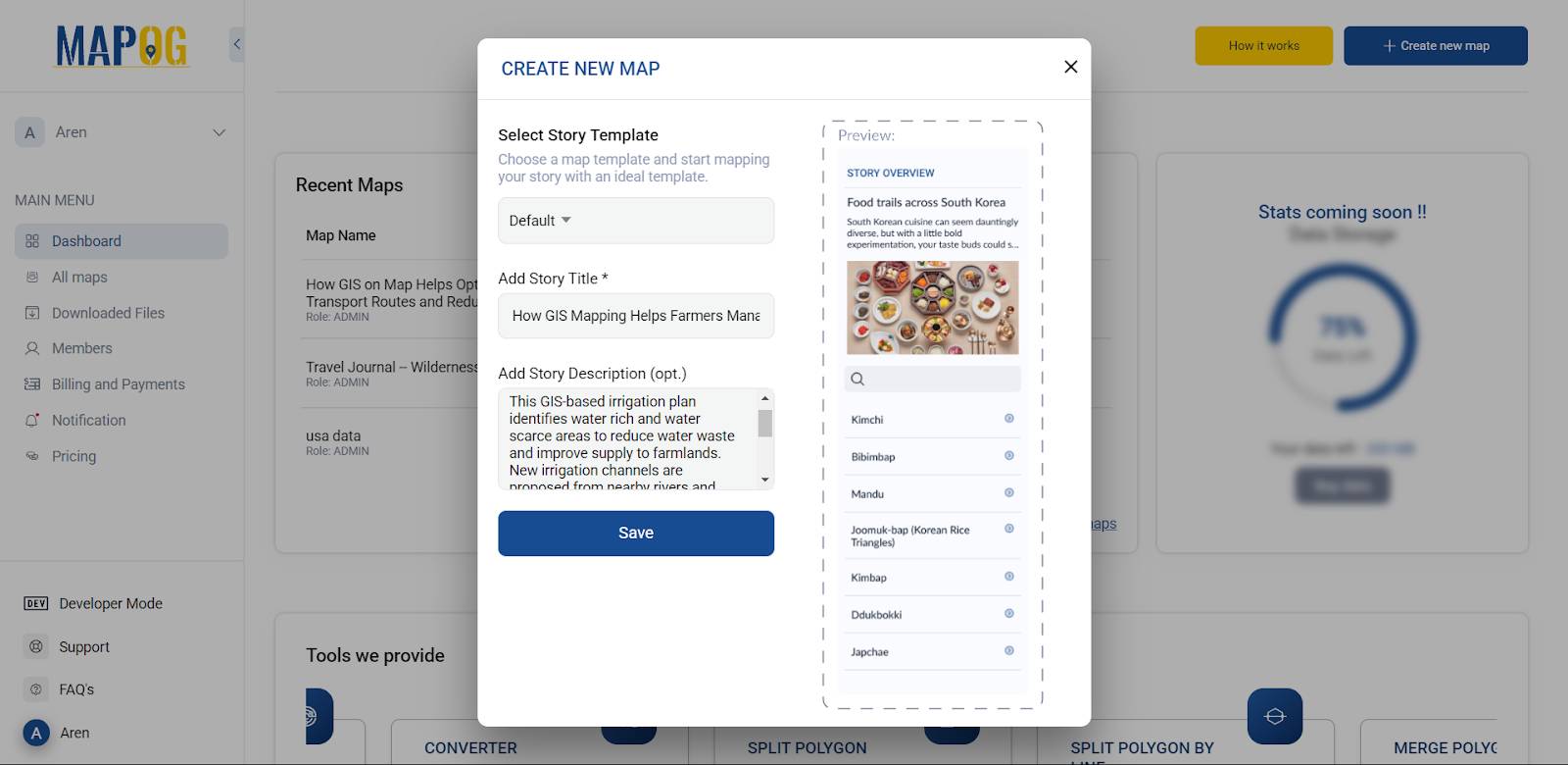 Create New Map in MAPOG