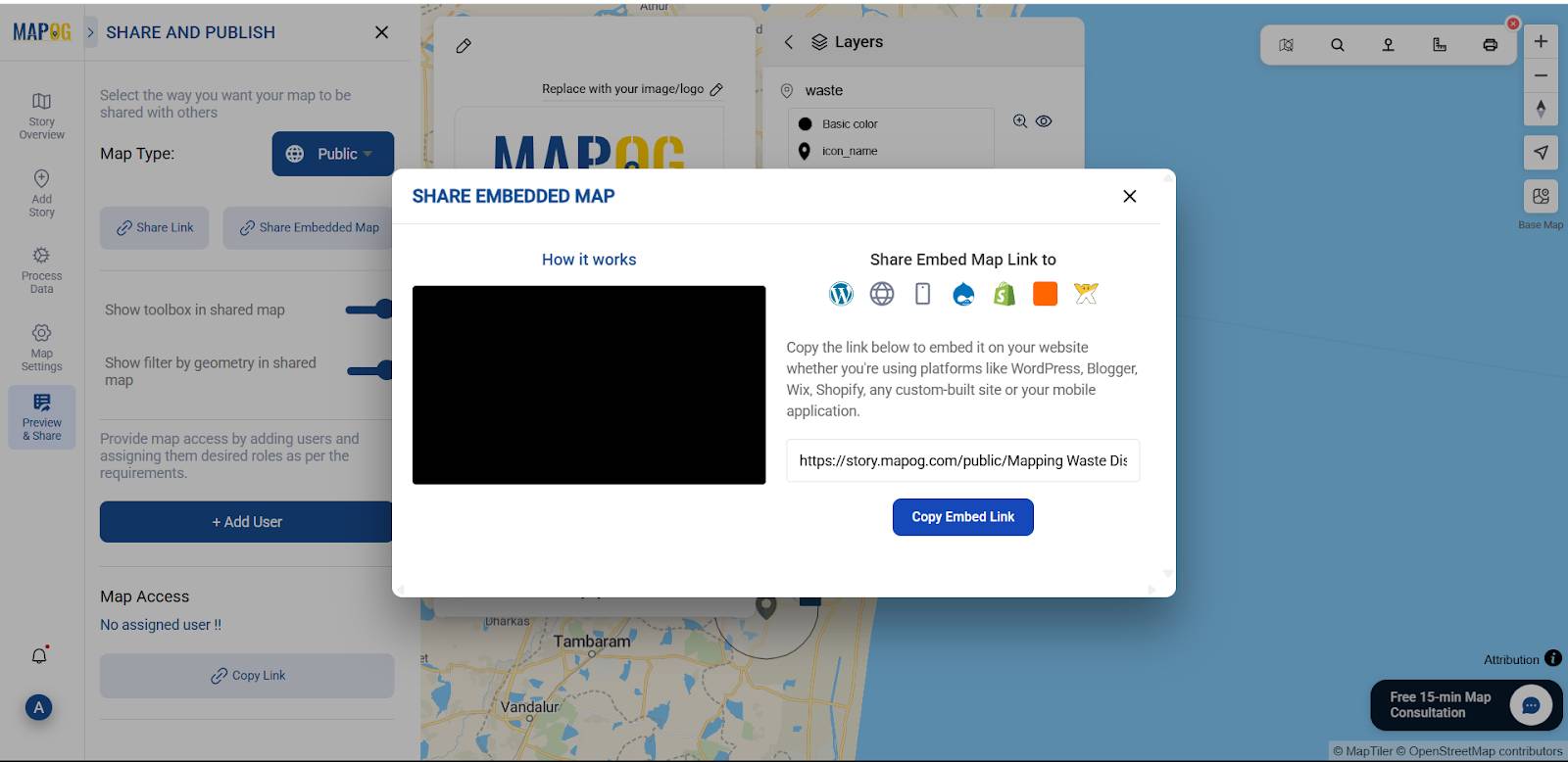 Share or Embed the Map Anywhere