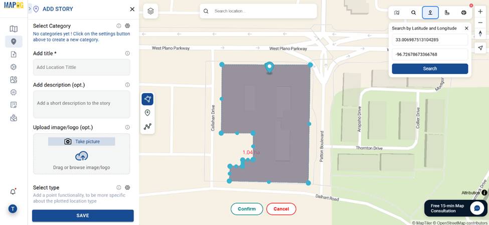 Drawing polygon around rental property for clear demarcation.