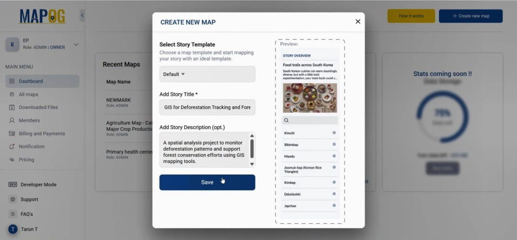 Add title, description in new map GIS for Deforestation Tracking