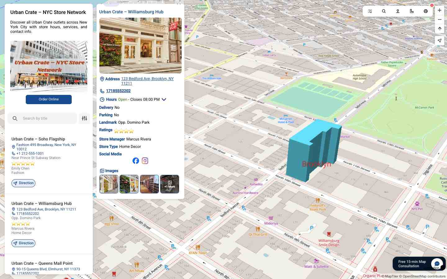 Retail store interactive map example