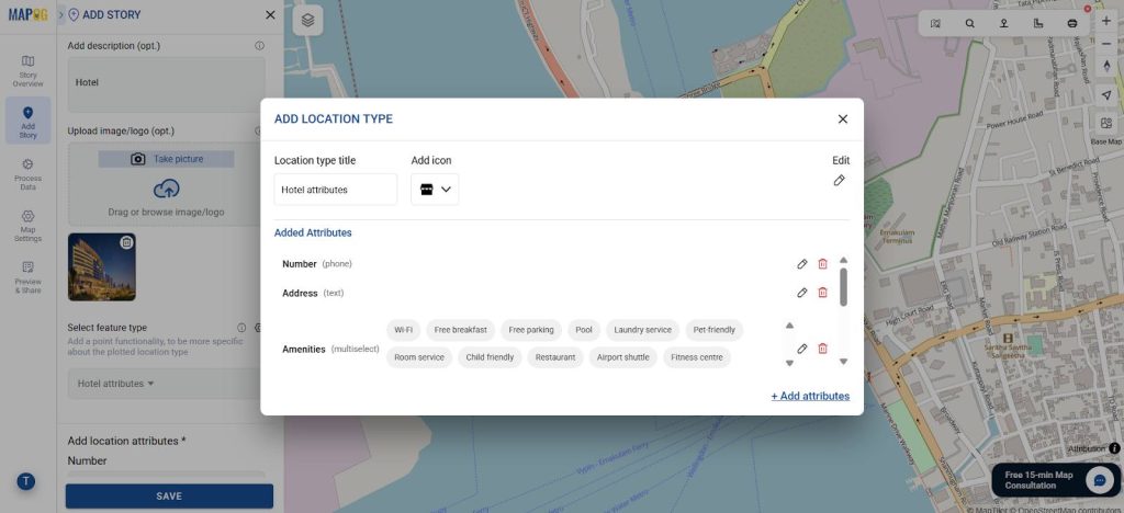 Interactive Map of Hotel Chain Properties & Nearby Attractions