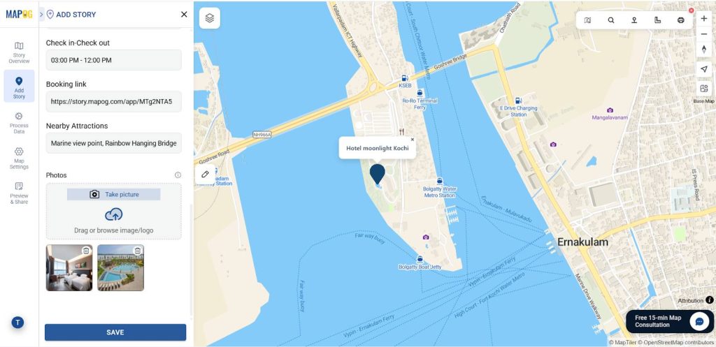 Interactive Map of Hotel Chain Properties & Nearby Attractions