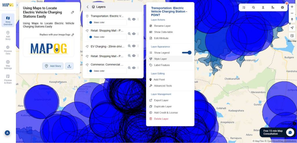 Style layer - Mapping electric vehicle charging stations