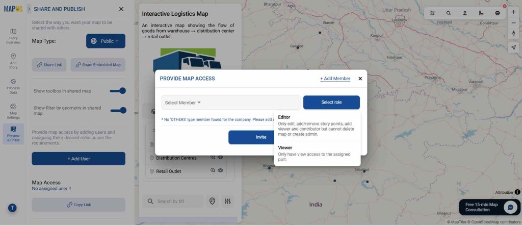 make that member editor and viewer Share an Interactive Map Online