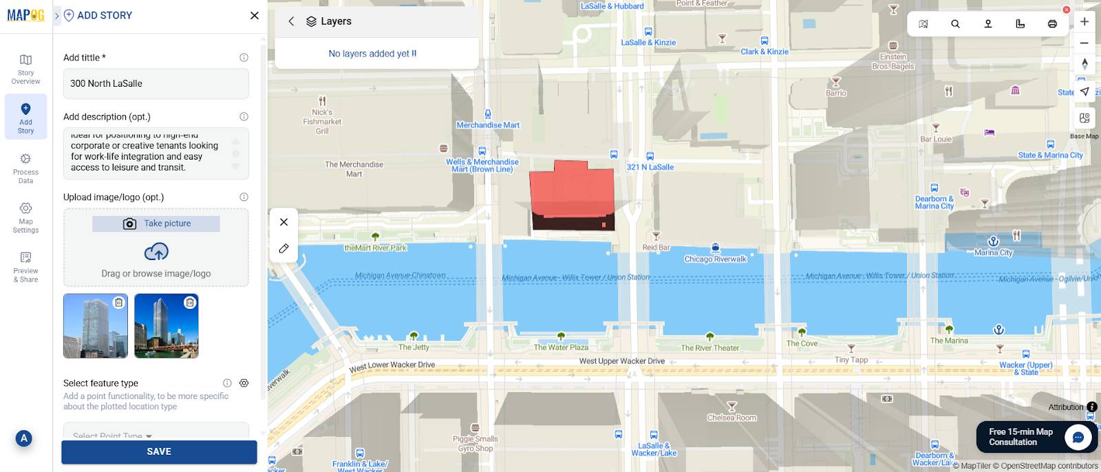 Interactive Map Experience showing property brochure with nearby amenities