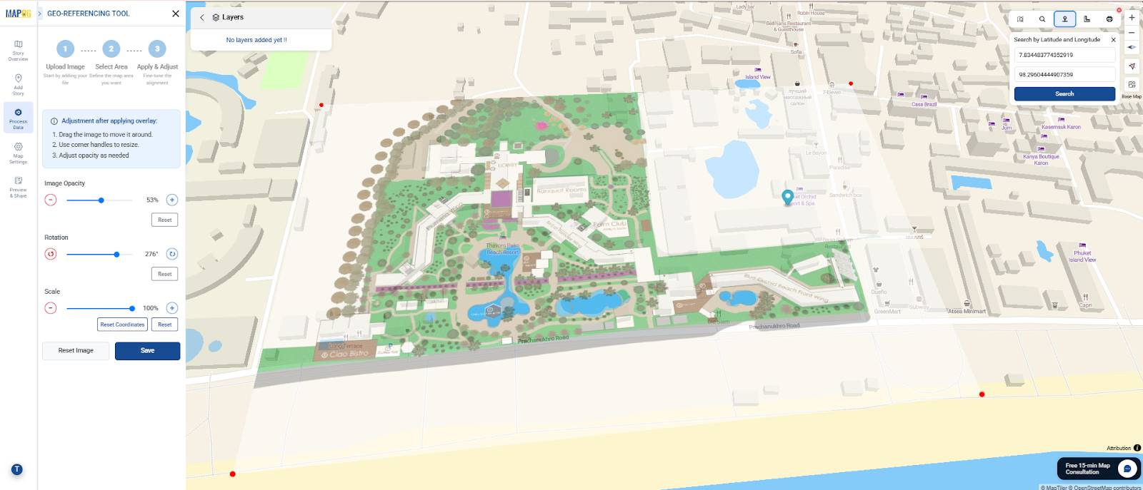 Hotel dining and pool campus map