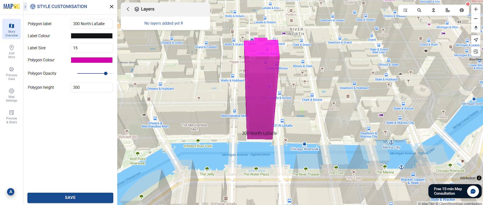 Interactive Map Experience showing property brochure with nearby amenities.