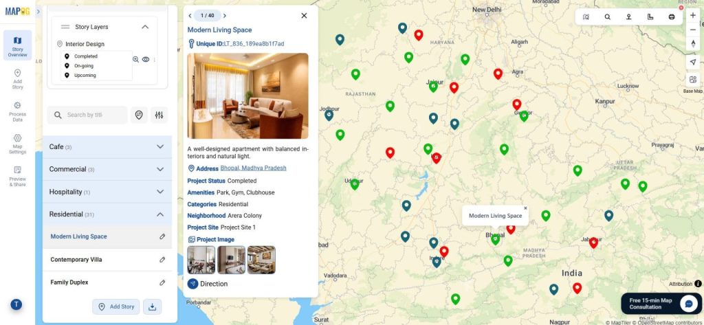 Interior design project management map