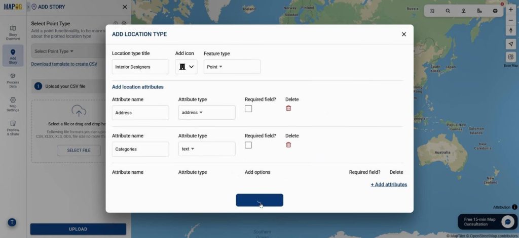 create select point type attribute for interior design