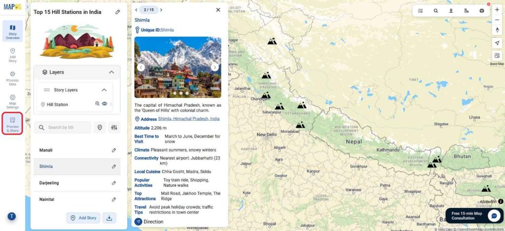go to the Preview and Share section to Embedding Live Interactive Map