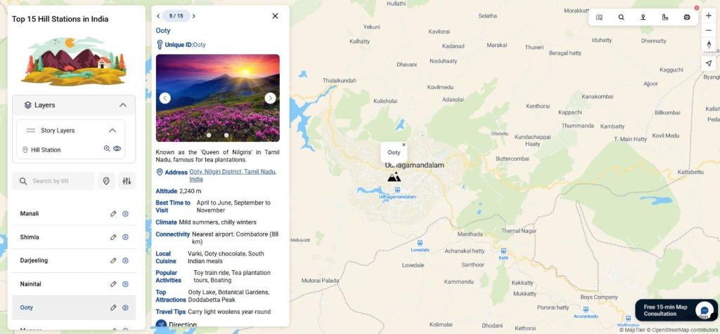 Embedded interactive map