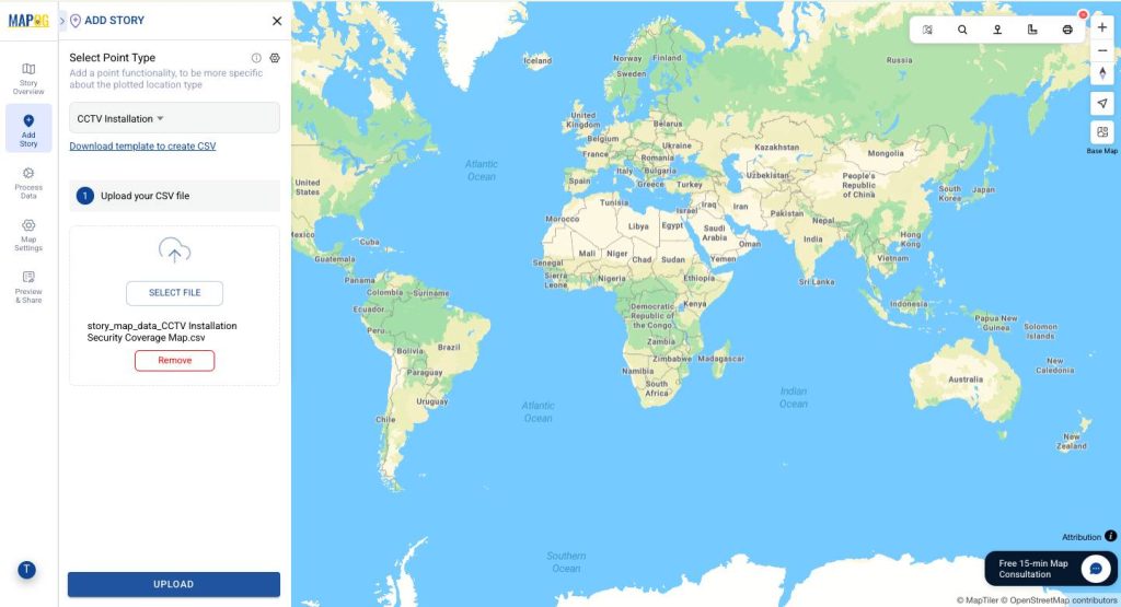 Select your location type and upload file