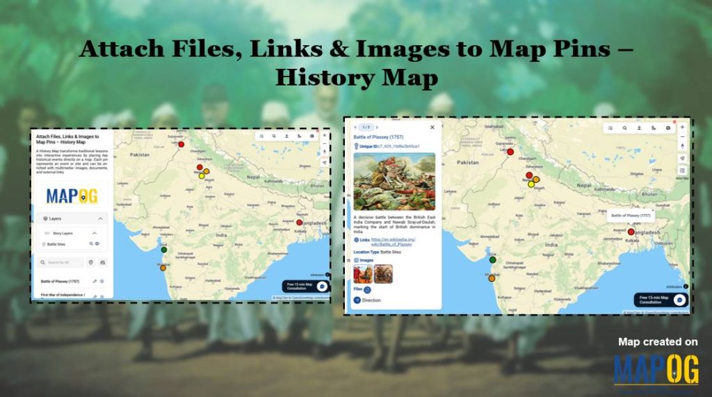 Attach Files, Links & Images to Map Pins – History Map