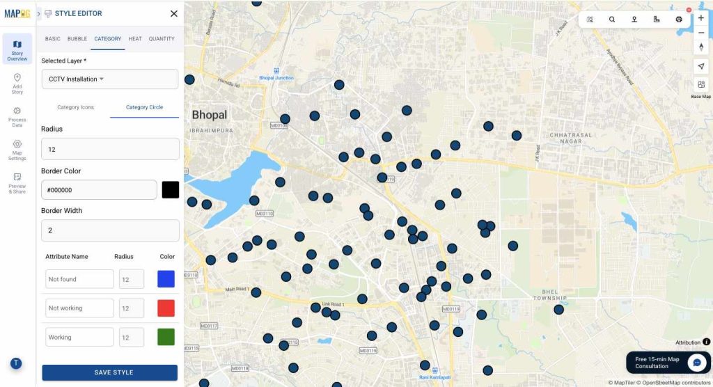 Style your CCTV points based on categories and status