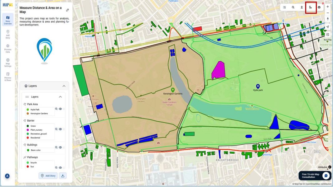 Click on Measure distance or area option.