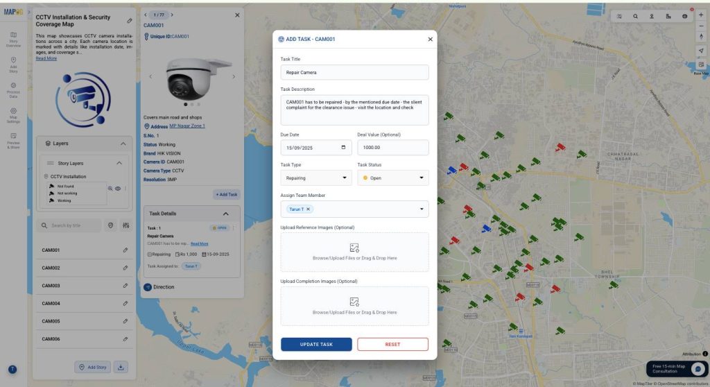 Task Management in CCTV Installation Map